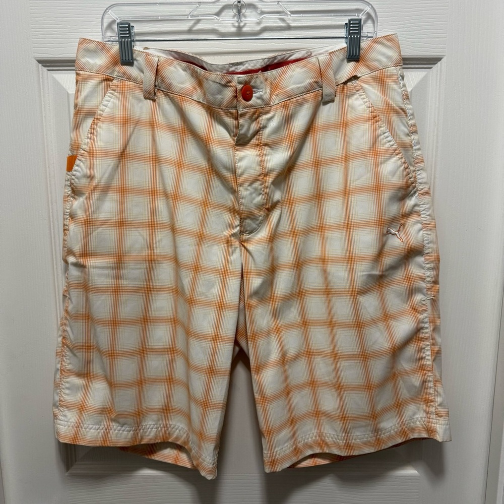 Puma Orange Checkered Shorts